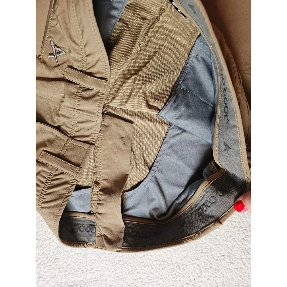 Arctic Cool Mens Tan Khaki Instant Cooling Performance Golf Shorts Size 38